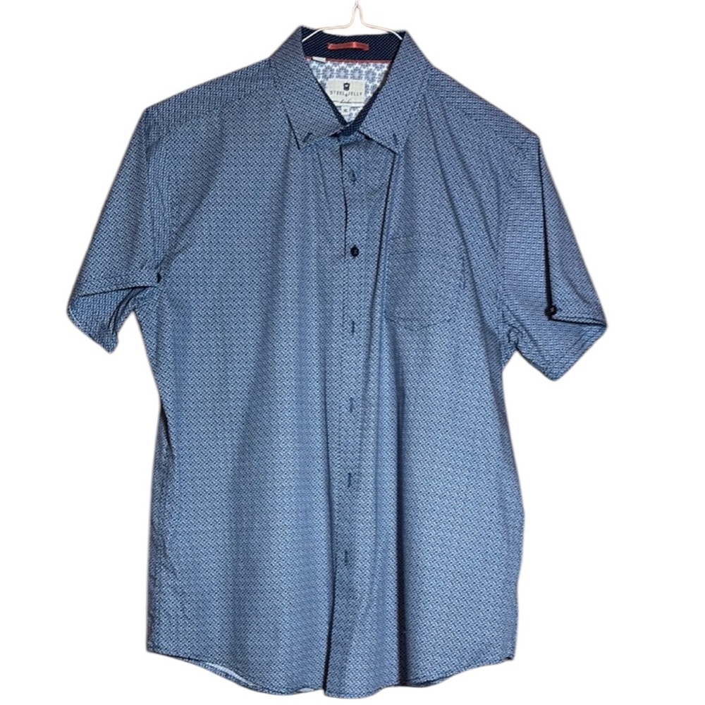 Steel and Jelly London   Men's Blue Patterned Shirt Size XL. 100 percent cotton